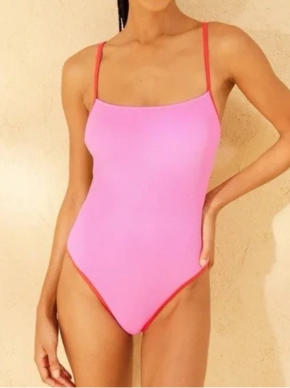 WILD FABLE Contrast Binding Pucker
Textured High Leg Medium Coverage Swimsuit-L